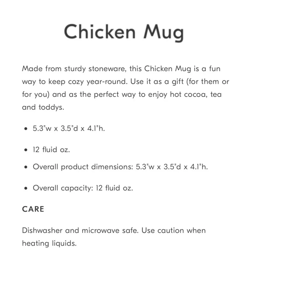 West Elm Chicken Mug